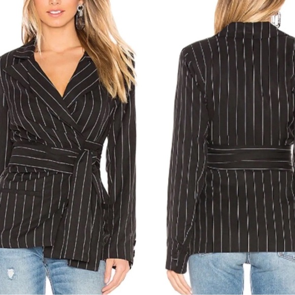 Lovers + Friends Black Pinstripe Blazer - Picture 1 of 7